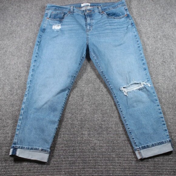 Denizen from Levi’s Jeans Womens 16 W33 L25 Blue Boyfriend Distressed Cuffed - Picture 2 of 12